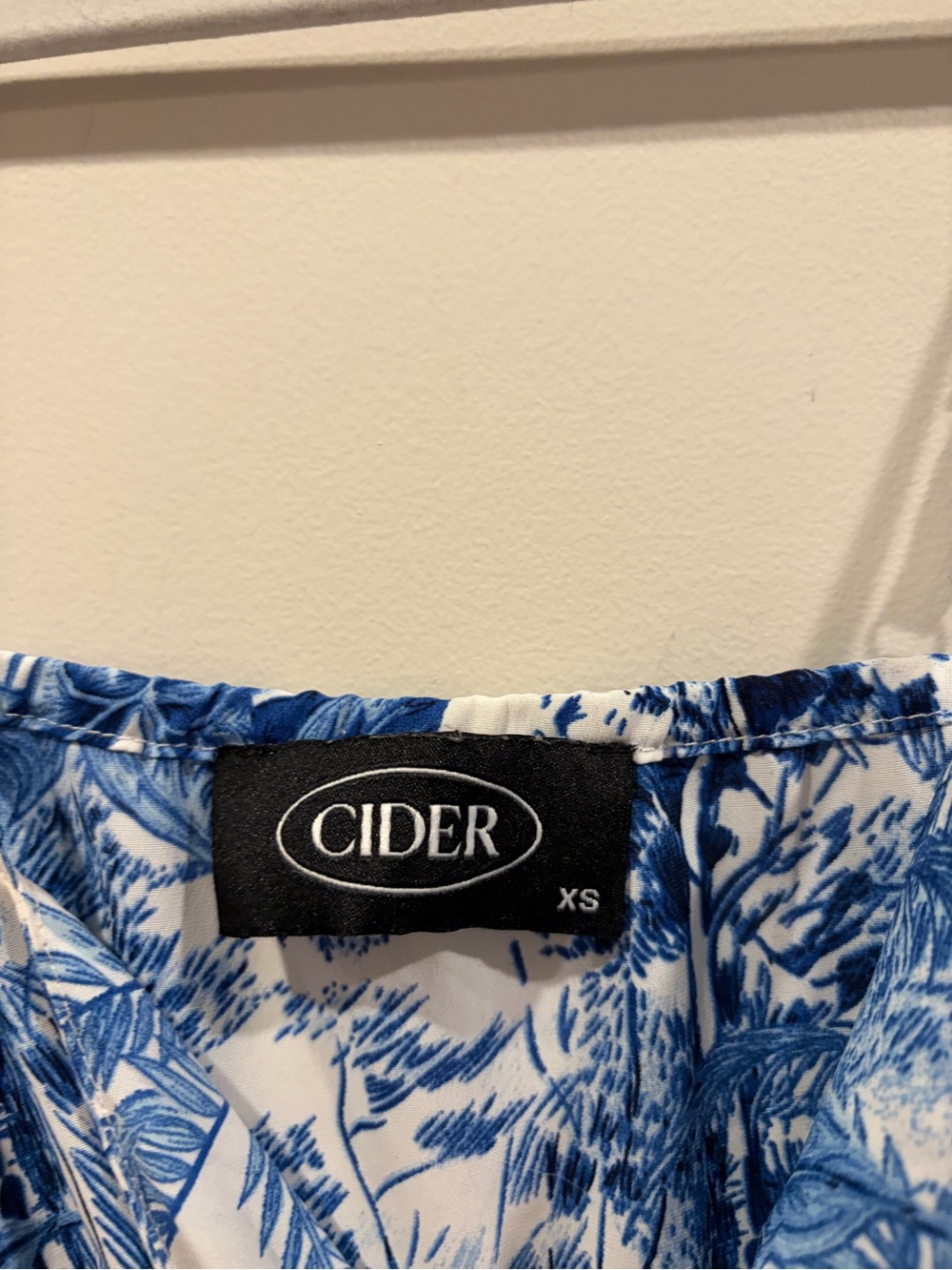 Cider Blue and White Palm-Print Spaghetti Strap Mini Dress - Picture 2 of 3